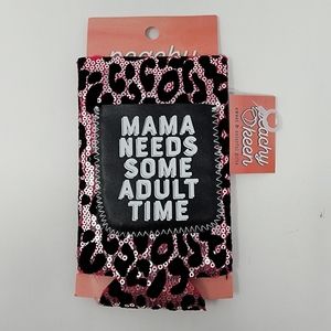 Peachy Keen Sequin Koozie Can Cooler with ID pocket